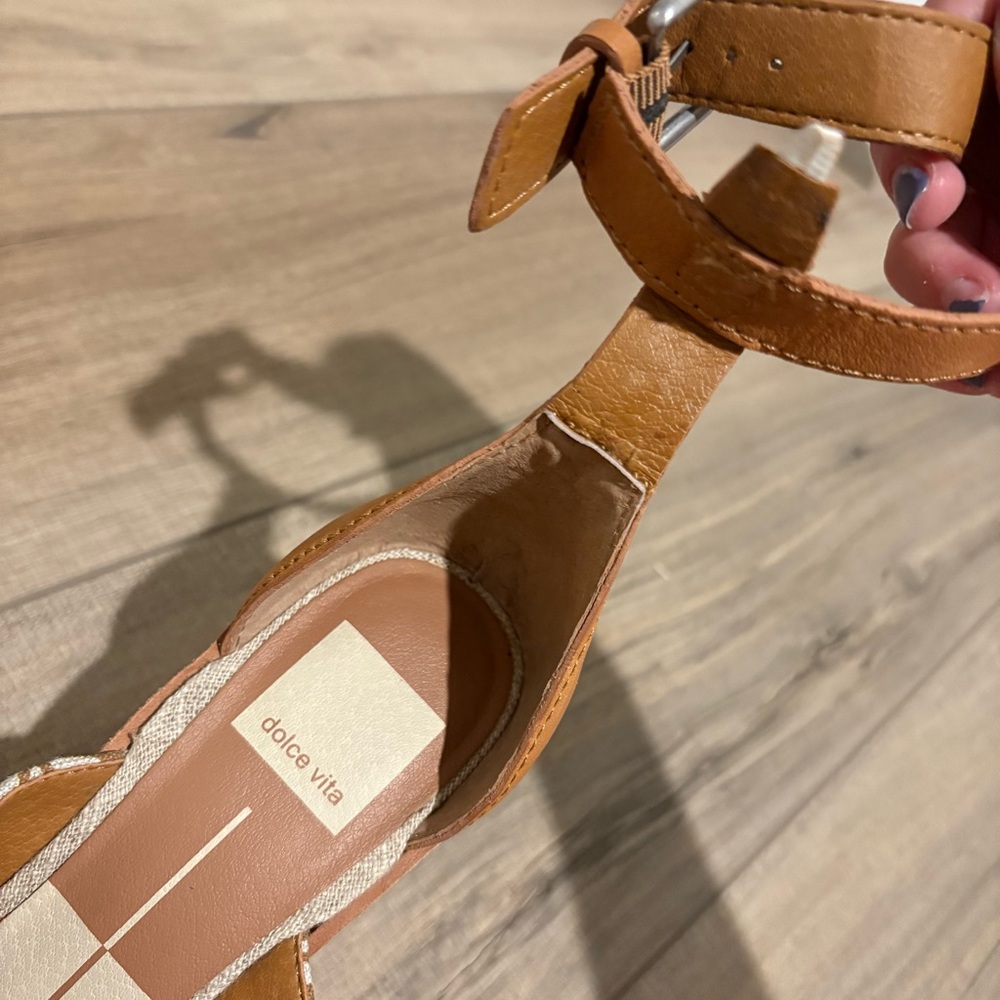DOLCE VITA Urbane Zebra Wedge Sandal Platform Heels Brown Natural Canvas cork 7 - Picture 8 of 9